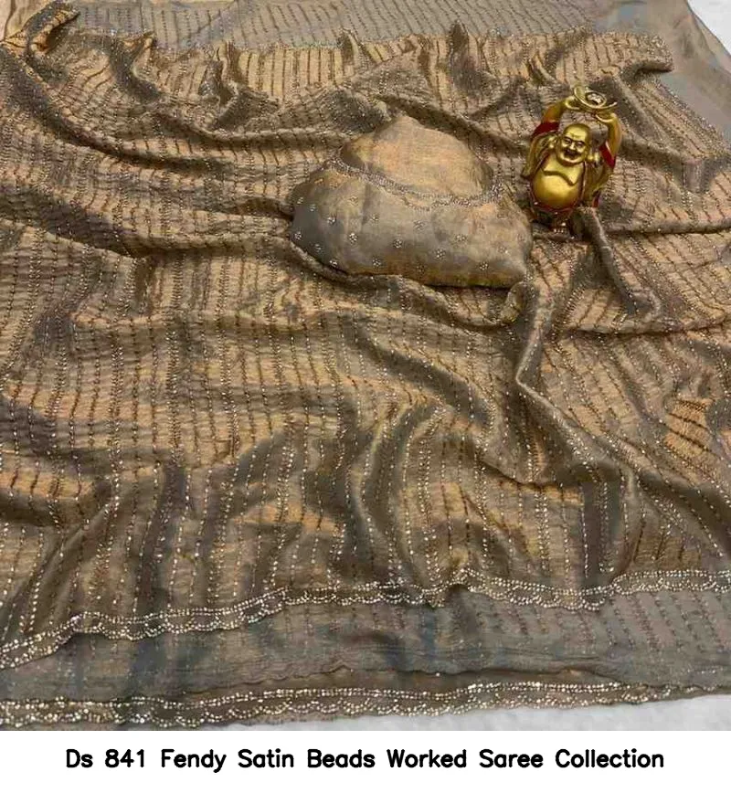 Ds 841 Fendy Satin Beads Worked Saree Collection - Image 11