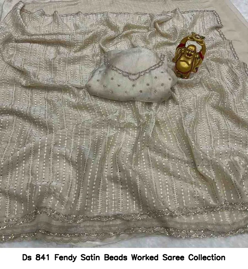 Ds 841 Fendy Satin Beads Worked Saree Collection - Image 12