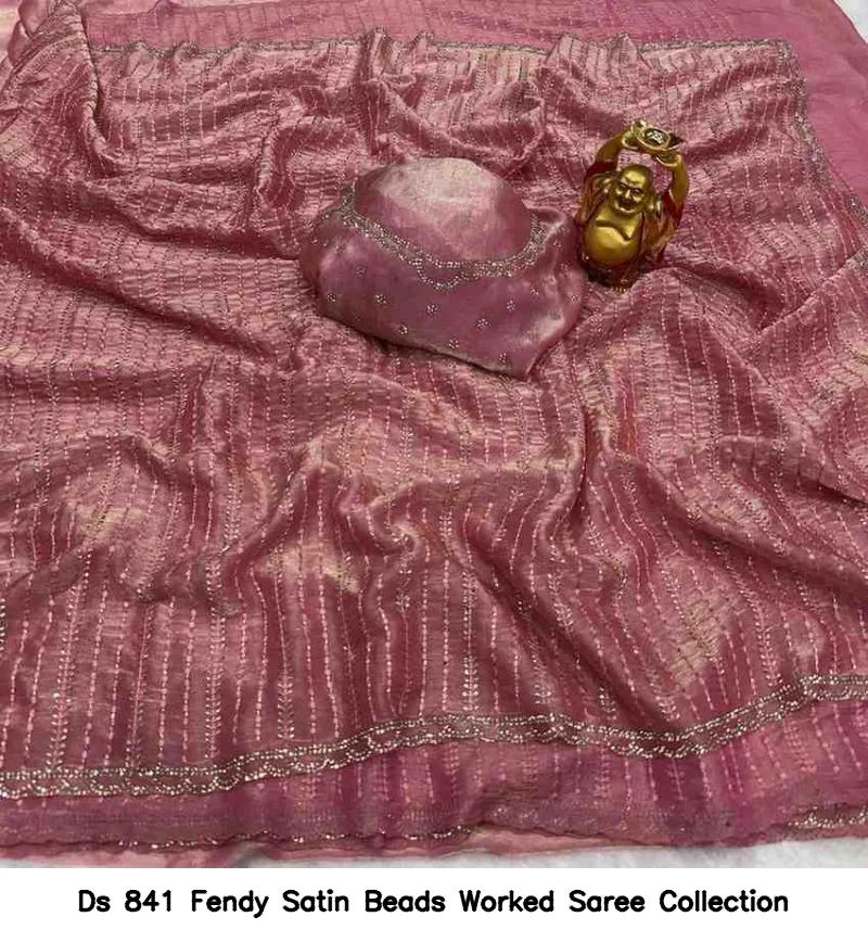 Ds 841 Fendy Satin Beads Worked Saree Collection - Image 2