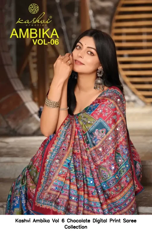 Kashvi Ambika Vol 6 Chocolate Digital Print Saree Collection