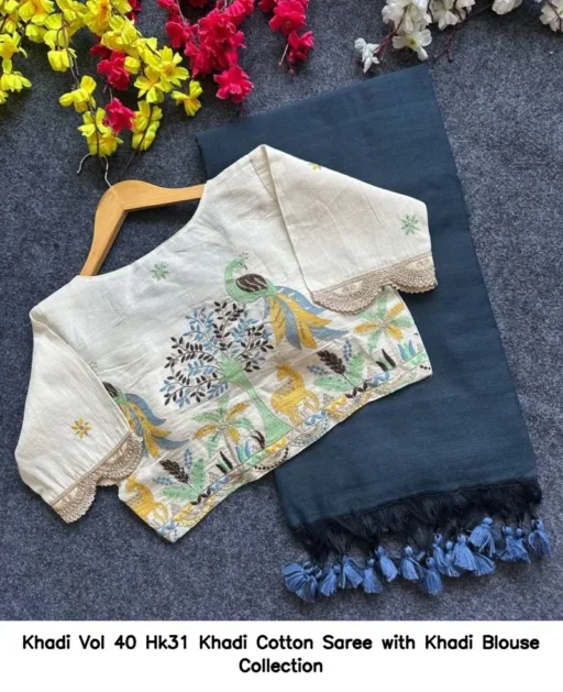 Khadi Vol 40 Hk31 Khadi Cotton Saree with Khadi Blouse Collection