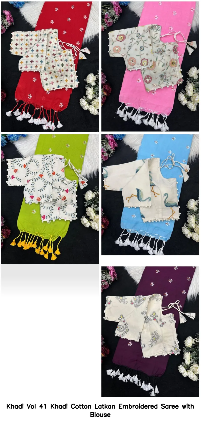Khadi Vol 41 Khadi Cotton Latkan Embroidered Saree with Blouse - Image 6