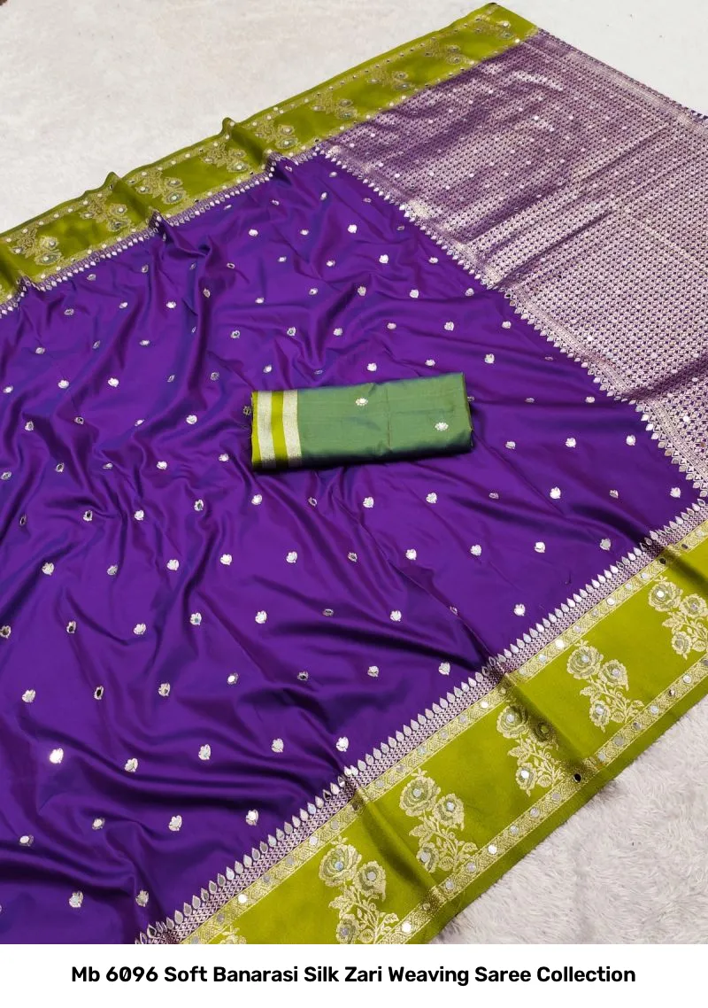 Mb 6096 Soft Banarasi Silk Zari Weaving Saree Collection - Image 6