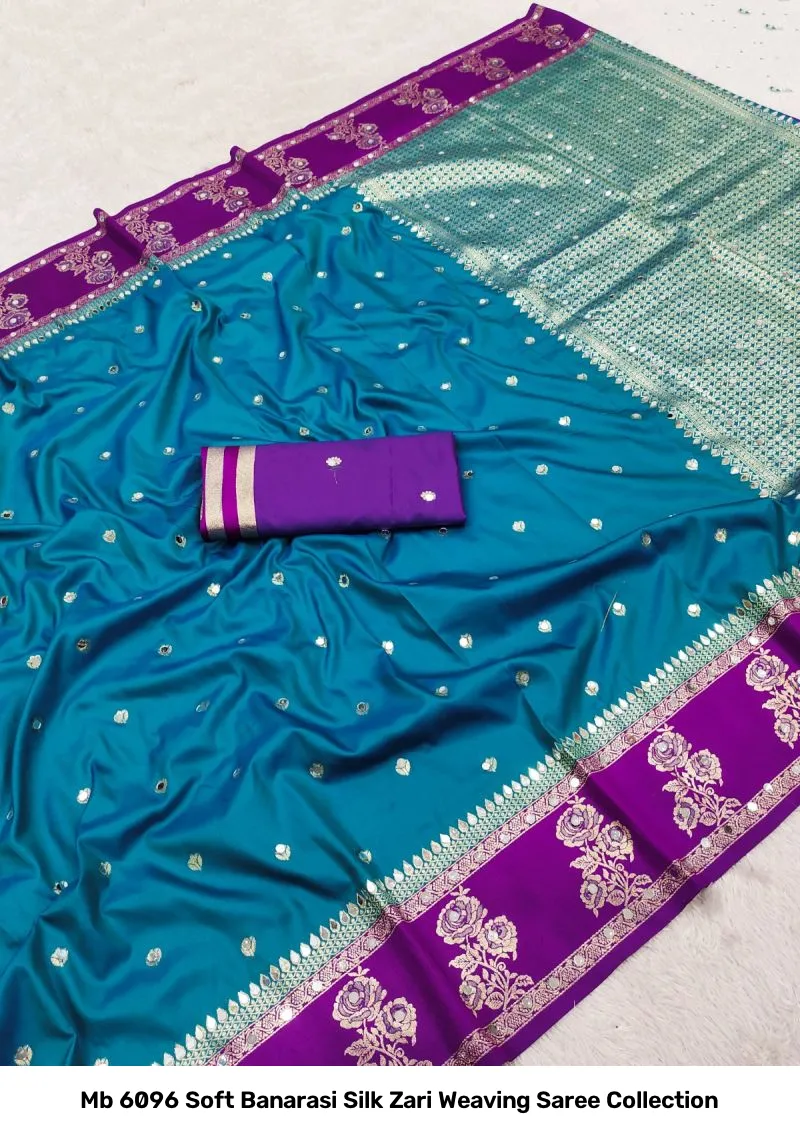 Mb 6096 Soft Banarasi Silk Zari Weaving Saree Collection - Image 7