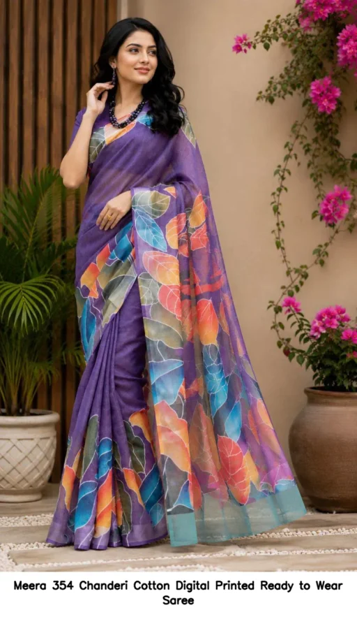Meera 354 Chanderi Cotton Digital Printed Ready to Wear Saree
