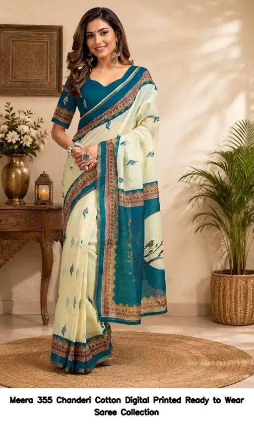 Meera 355 Chanderi Cotton Digital Printed Ready to Wear Saree Collection