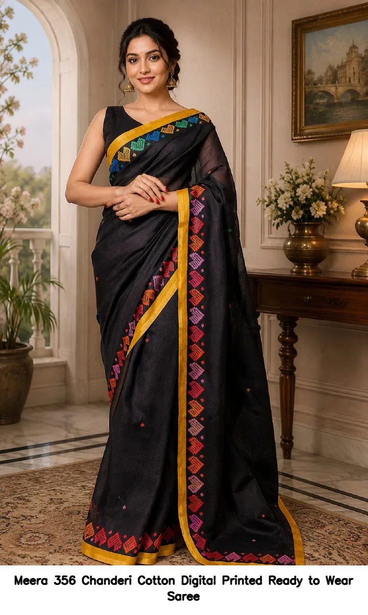 Meera 356 Chanderi Cotton Digital Printed Ready to Wear Saree