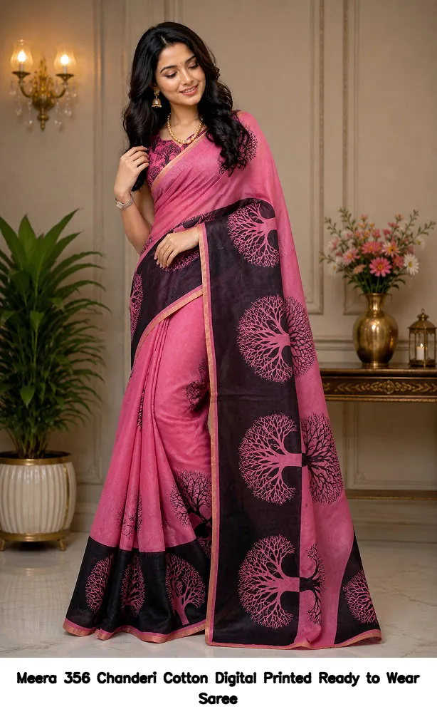 Meera 356 Chanderi Cotton Digital Printed Ready to Wear Saree - Image 2