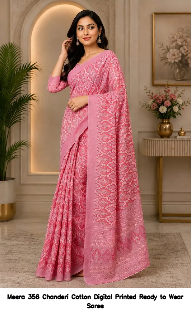Meera 356 Chanderi Cotton Digital Printed Ready to Wear Saree - Image 3