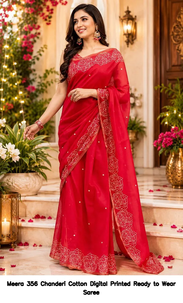 Meera 356 Chanderi Cotton Digital Printed Ready to Wear Saree - Image 4