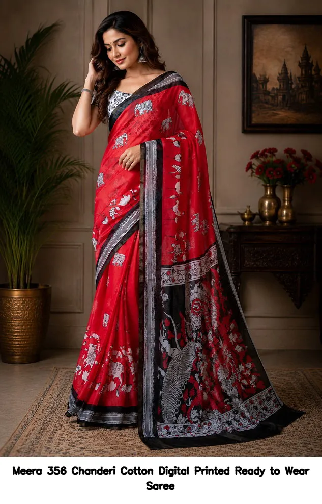 Meera 356 Chanderi Cotton Digital Printed Ready to Wear Saree - Image 5