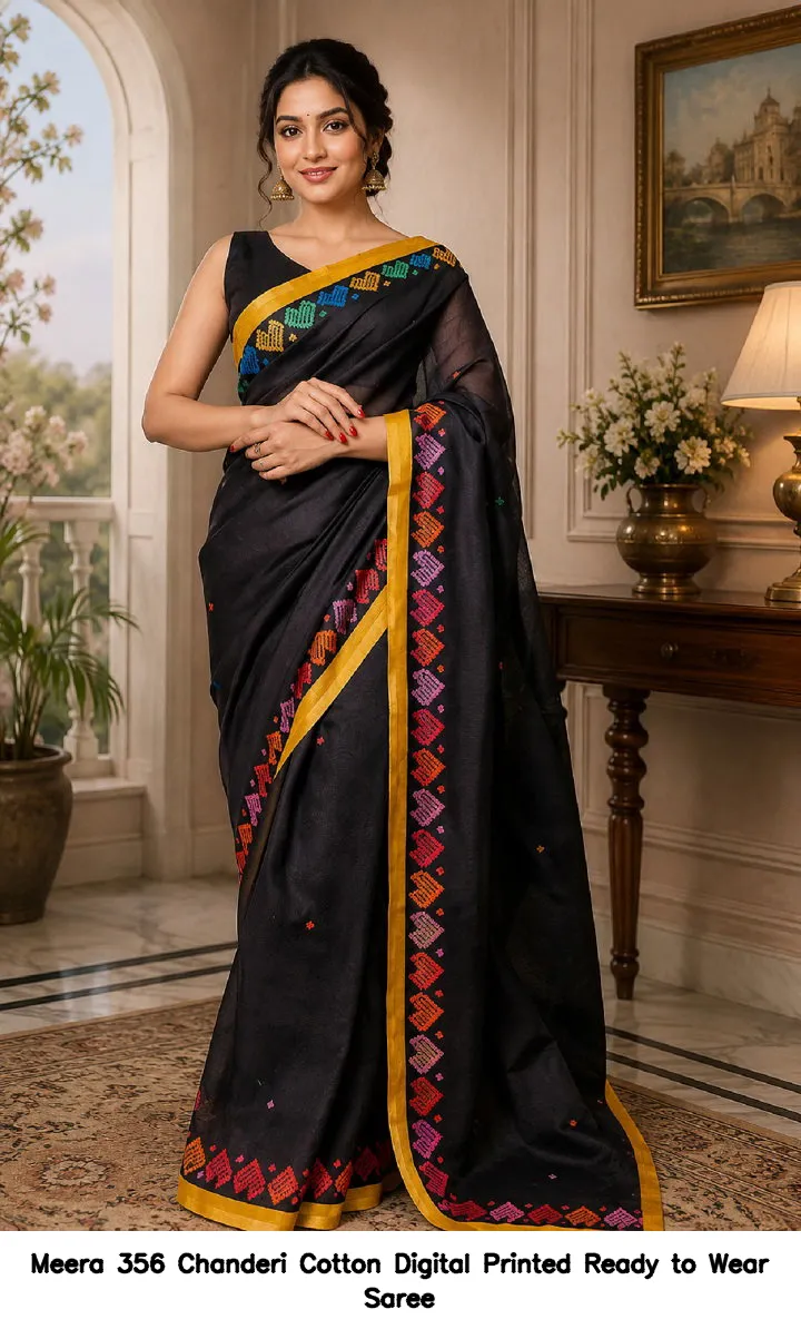 Meera 356 Chanderi Cotton Digital Printed Ready to Wear Saree - Image 6