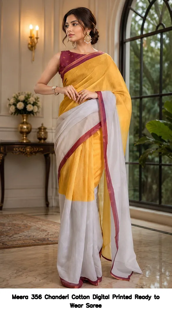 Meera 356 Chanderi Cotton Digital Printed Ready to Wear Saree - Image 7