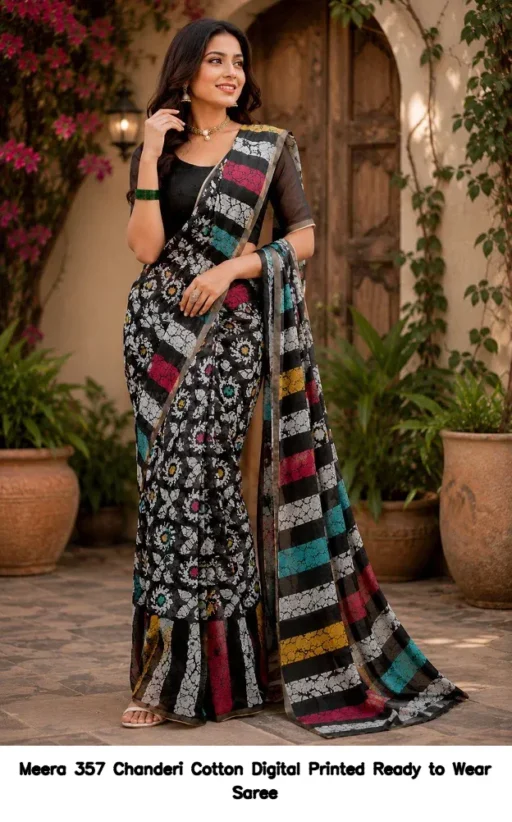 Meera 357 Chanderi Cotton Digital Printed Ready to Wear Saree