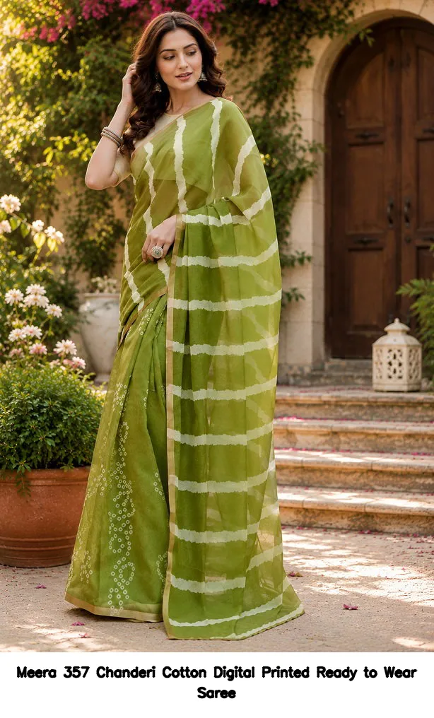 Meera 357 Chanderi Cotton Digital Printed Ready to Wear Saree - Image 2