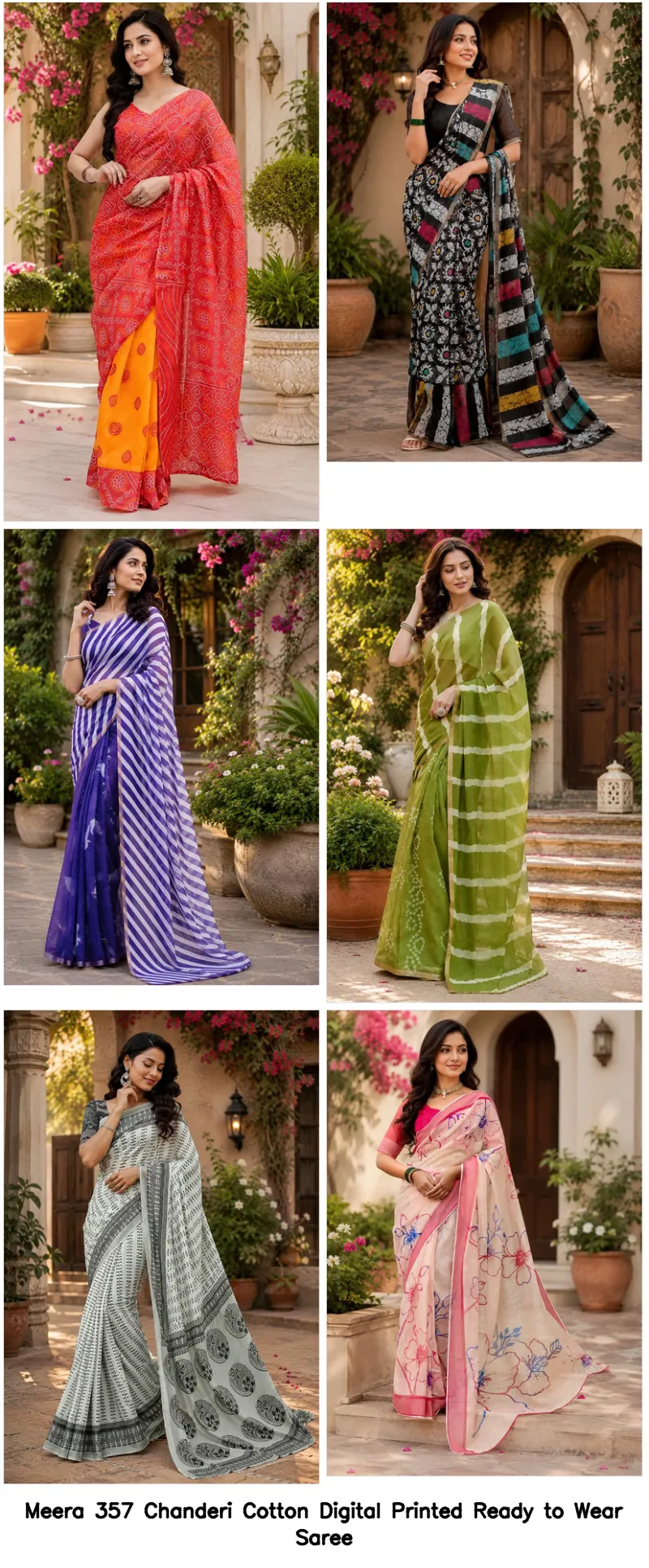 Meera 357 Chanderi Cotton Digital Printed Ready to Wear Saree - Image 3