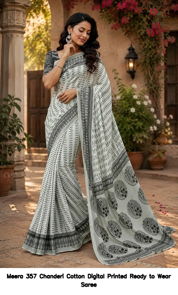 Meera 357 Chanderi Cotton Digital Printed Ready to Wear Saree - Image 5