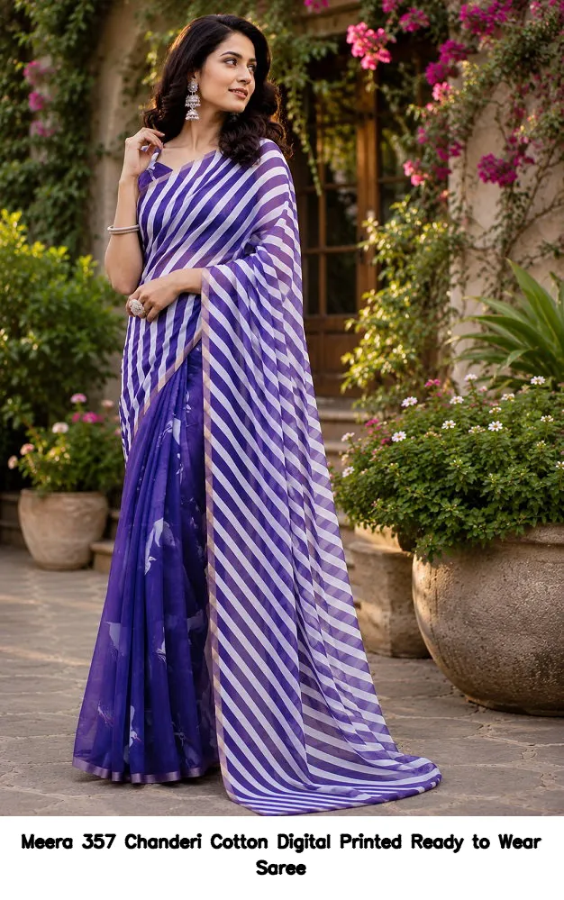 Meera 357 Chanderi Cotton Digital Printed Ready to Wear Saree - Image 6