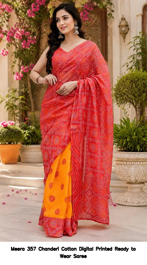 Meera 357 Chanderi Cotton Digital Printed Ready to Wear Saree - Image 7