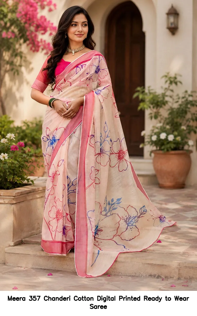 Meera 357 Chanderi Cotton Digital Printed Ready to Wear Saree - Image 8