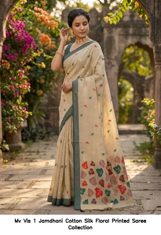 Mv Vis 1 Jamdhani Cotton Silk Floral Printed Saree Collection