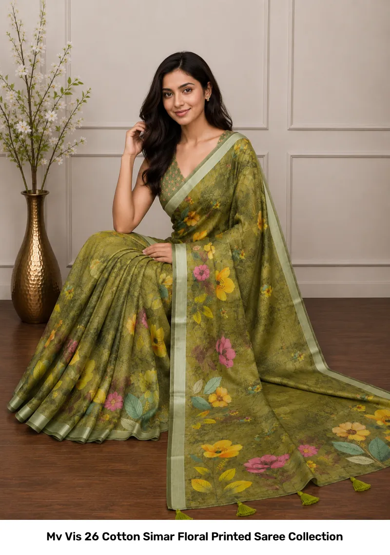 Mv Vis 26 Cotton Simar Floral Printed Saree Collection - Image 2