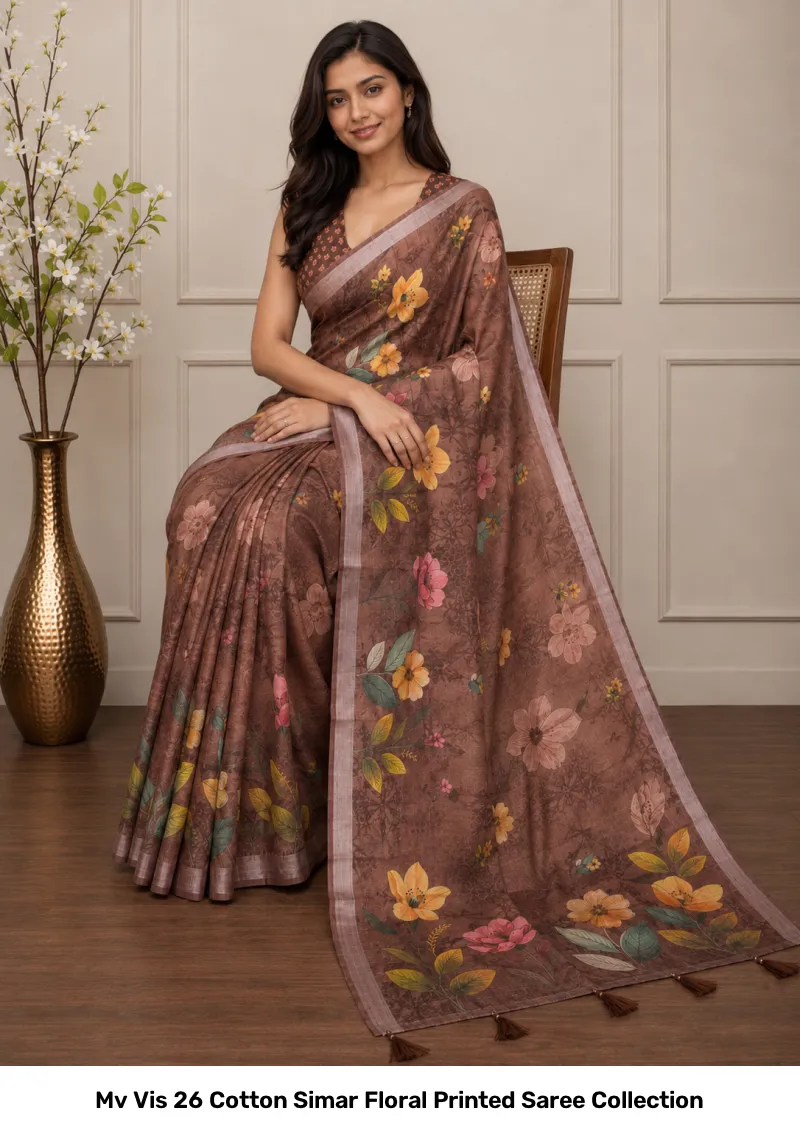 Mv Vis 26 Cotton Simar Floral Printed Saree Collection - Image 3