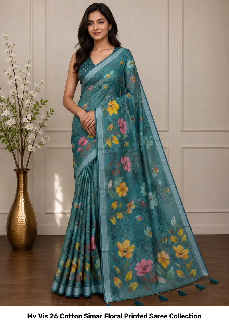 Mv Vis 26 Cotton Simar Floral Printed Saree Collection - Image 4