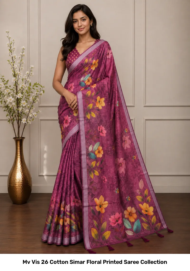 Mv Vis 26 Cotton Simar Floral Printed Saree Collection - Image 5