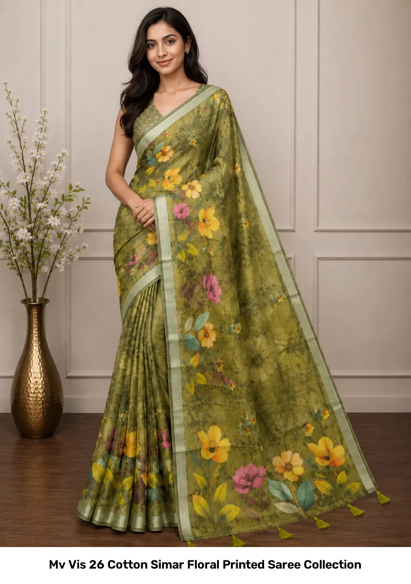 Mv Vis 26 Cotton Simar Floral Printed Saree Collection - Image 6
