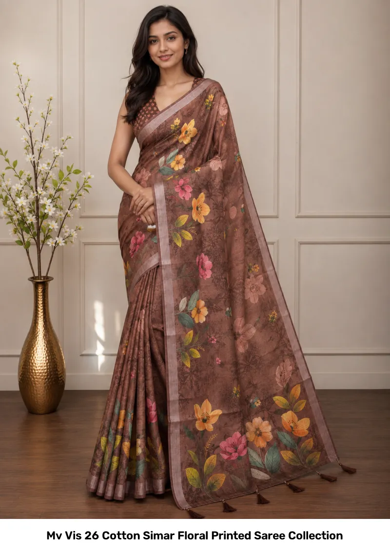 Mv Vis 26 Cotton Simar Floral Printed Saree Collection - Image 9