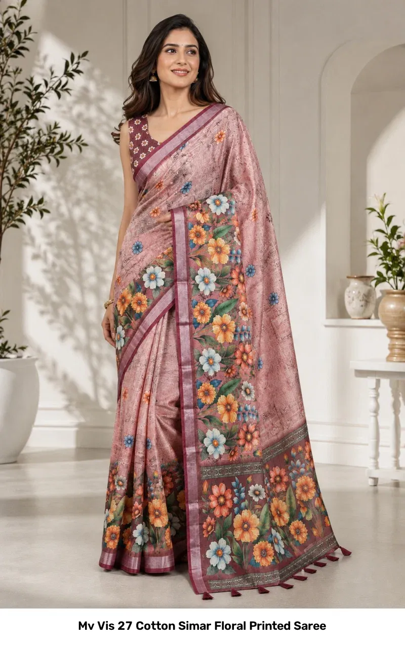 Mv Vis 27 Cotton Simar Floral Printed Saree