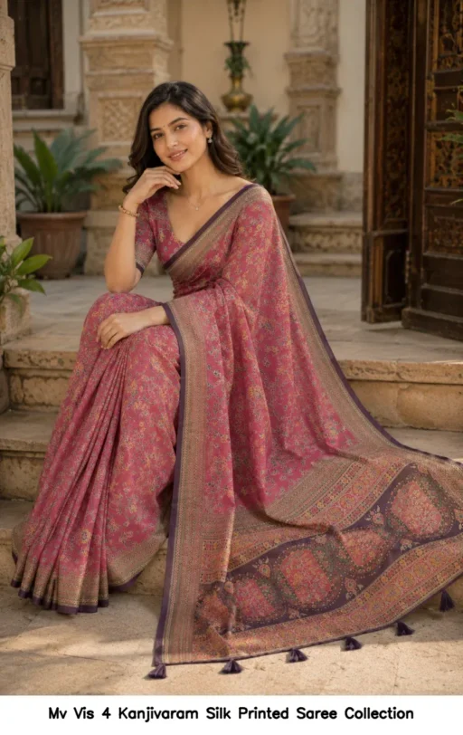 Mv Vis 4 Kanjivaram Silk Printed Saree Collection