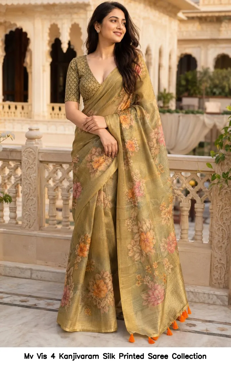 Mv Vis 4 Kanjivaram Silk Printed Saree Collection - Image 2
