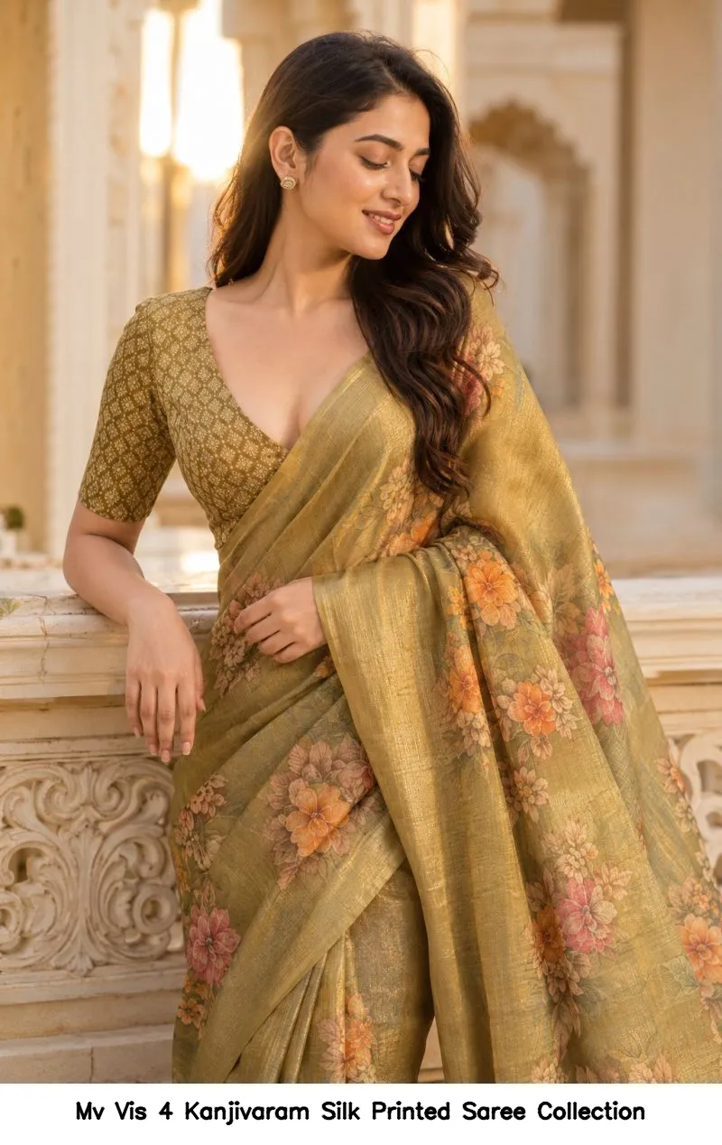 Mv Vis 4 Kanjivaram Silk Printed Saree Collection - Image 4