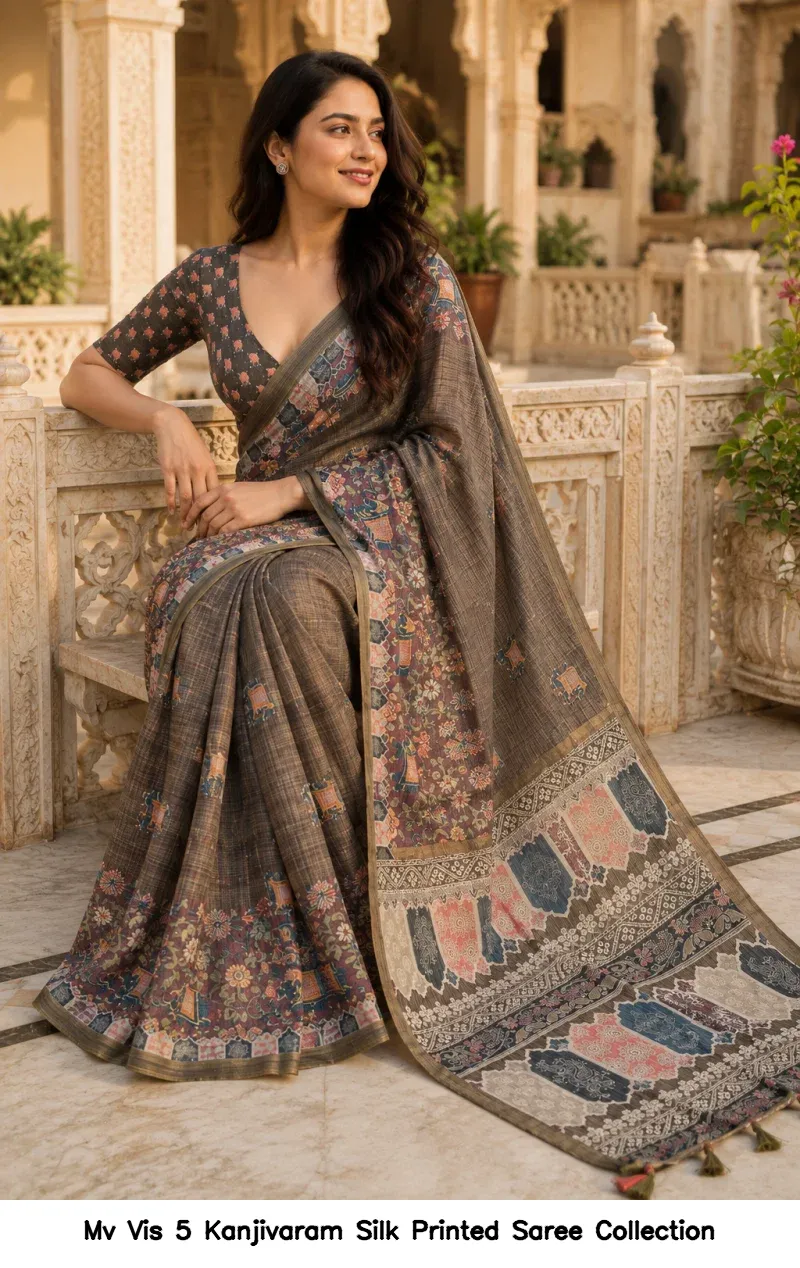 Mv Vis 5 Kanjivaram Silk Printed Saree Collection