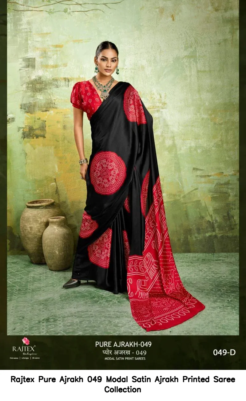 Rajtex Pure Ajrakh 049 Modal Satin Ajrakh Printed Saree Collection - Image 5