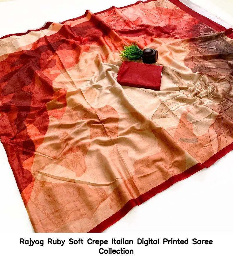 Rajyog Ruby Soft Crepe Italian Digital Printed Saree Collection - Image 2