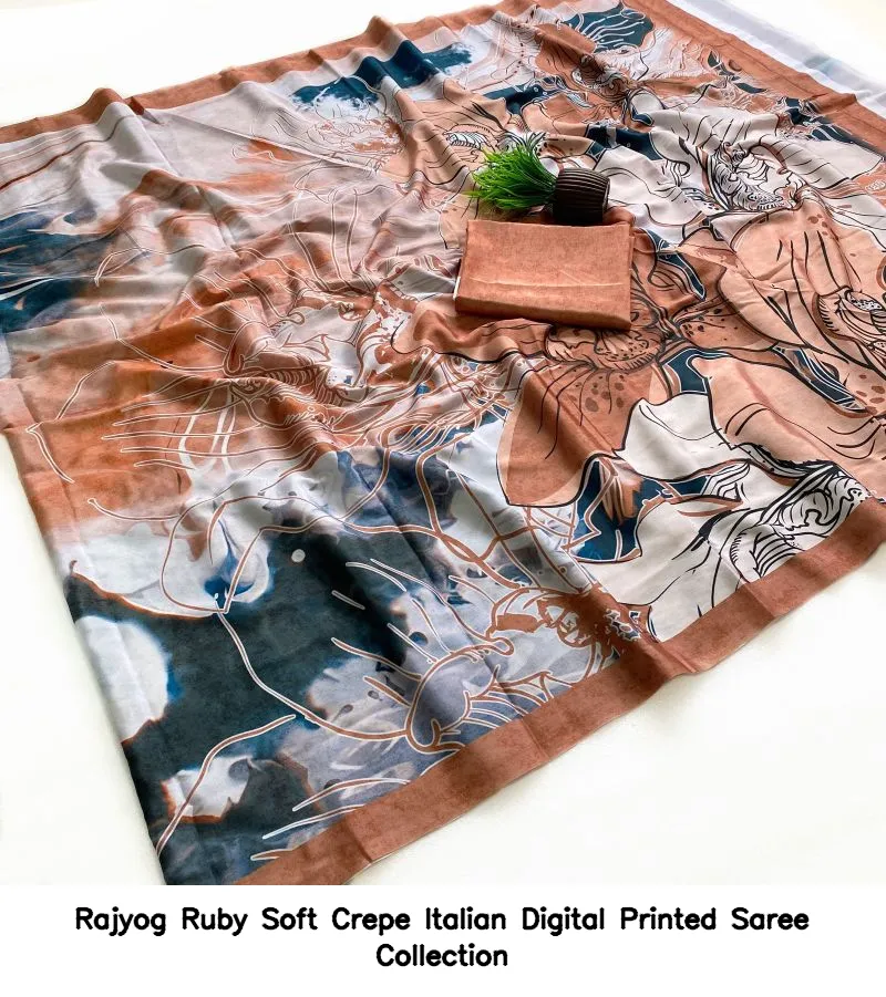 Rajyog Ruby Soft Crepe Italian Digital Printed Saree Collection - Image 3