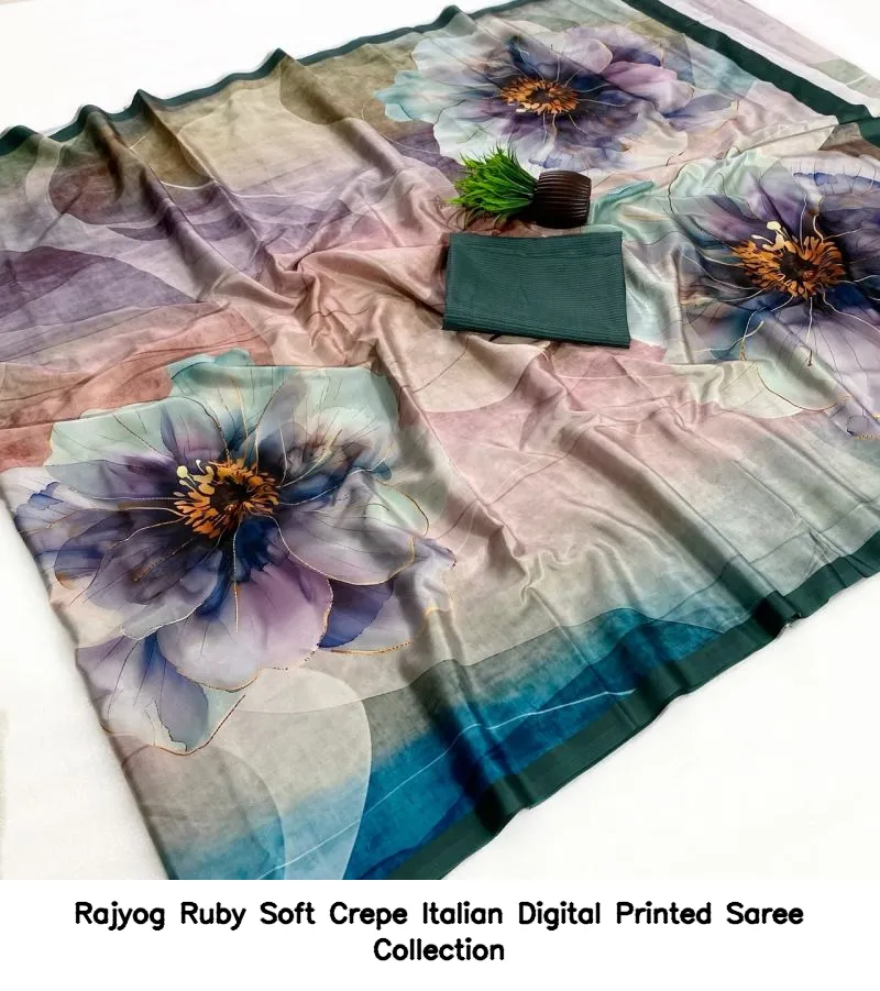 Rajyog Ruby Soft Crepe Italian Digital Printed Saree Collection - Image 4