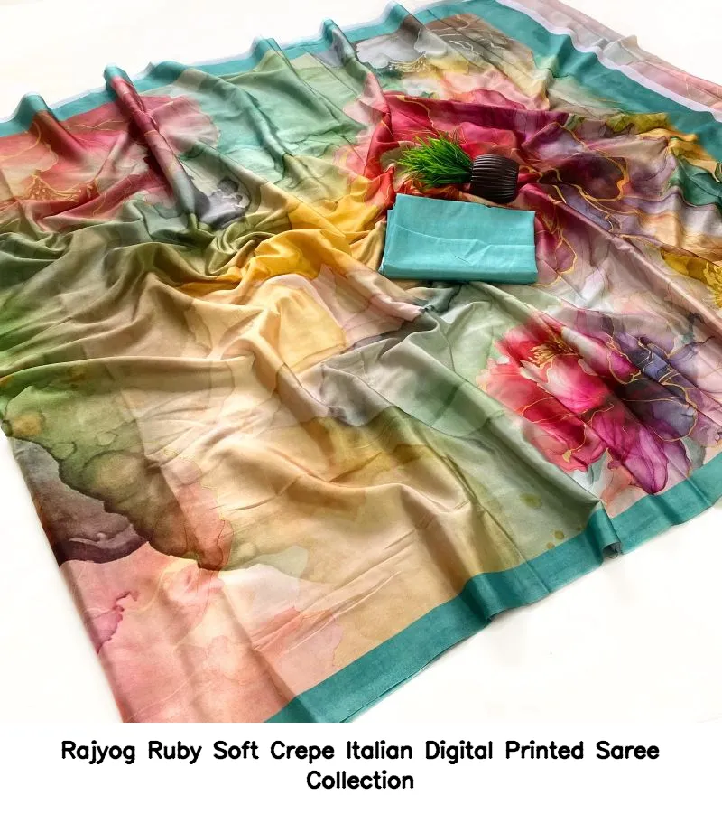 Rajyog Ruby Soft Crepe Italian Digital Printed Saree Collection - Image 6
