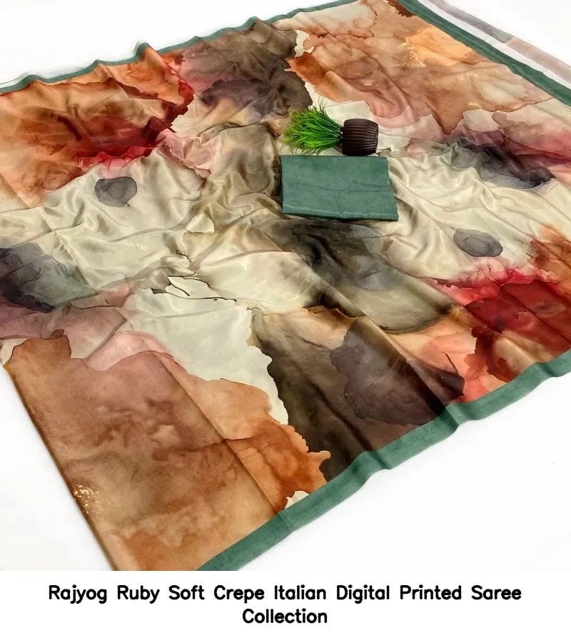 Rajyog Ruby Soft Crepe Italian Digital Printed Saree Collection - Image 7