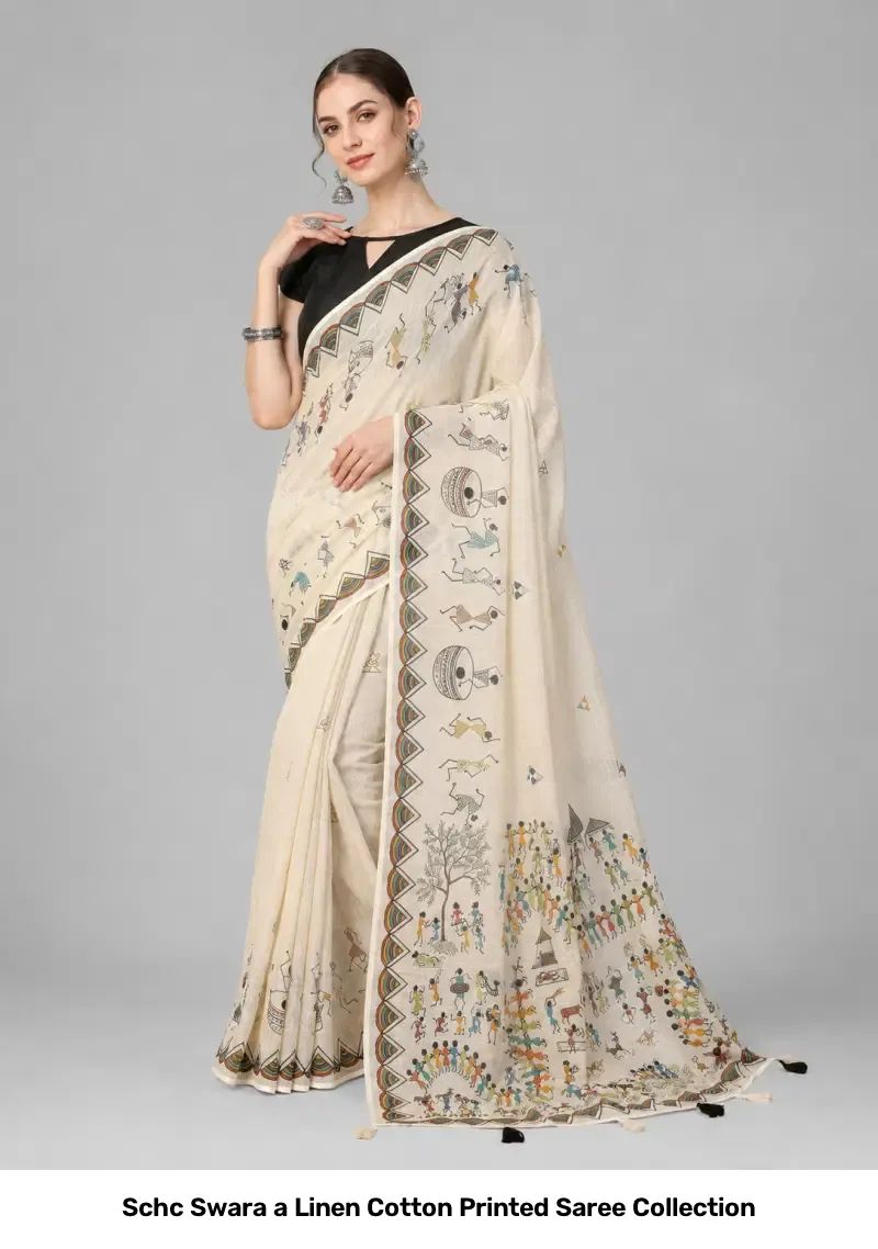 Schc Swara a Linen Cotton Printed Saree Collection