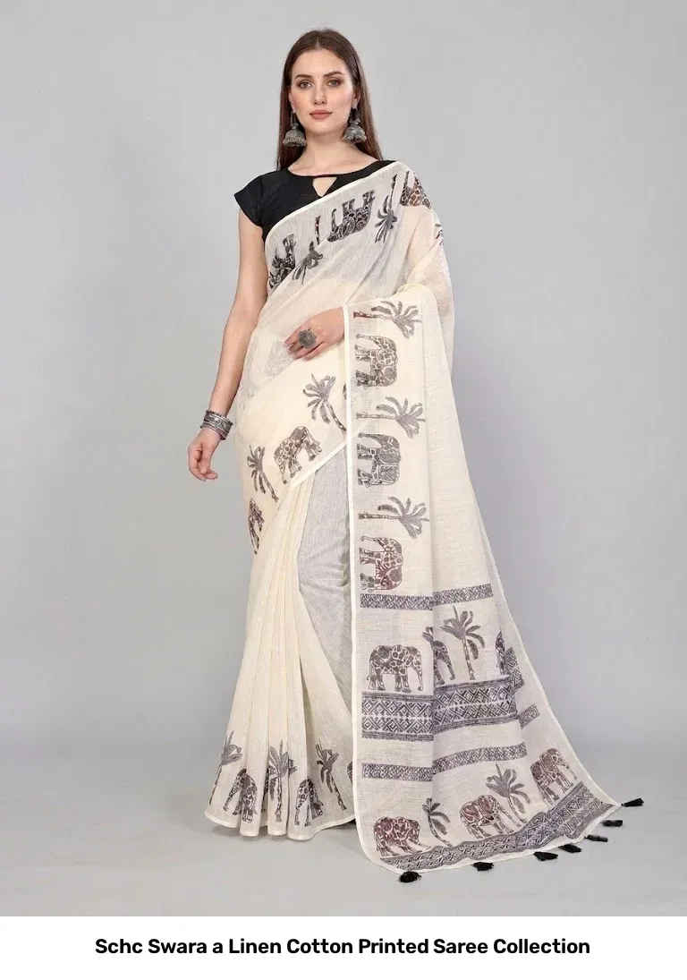 Schc Swara a Linen Cotton Printed Saree Collection - Image 2