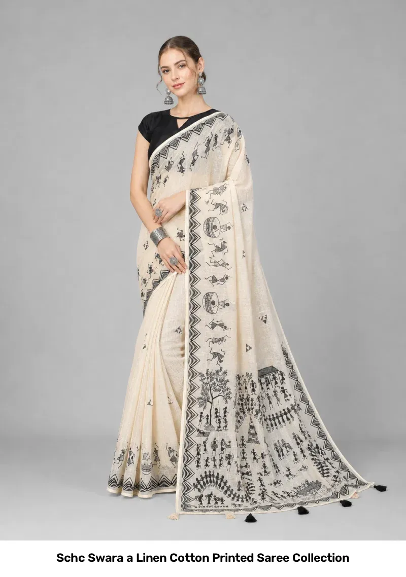 Schc Swara a Linen Cotton Printed Saree Collection - Image 5