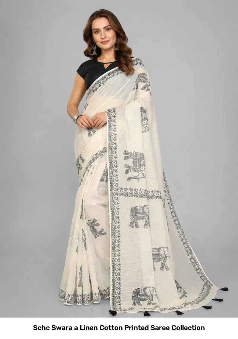 Schc Swara a Linen Cotton Printed Saree Collection - Image 7