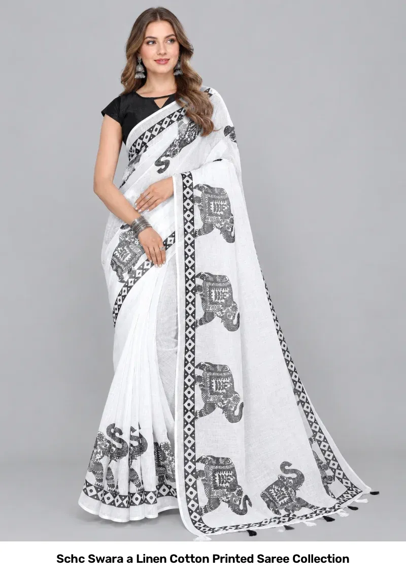 Schc Swara a Linen Cotton Printed Saree Collection - Image 8