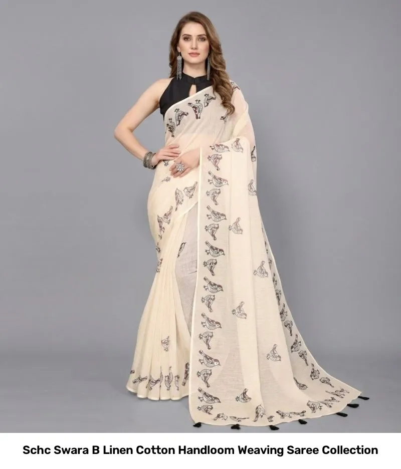 Schc Swara B Linen Cotton Handloom Weaving Saree Collection - Image 2