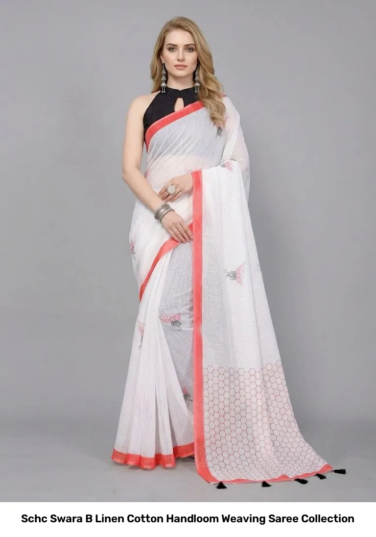 Schc Swara B Linen Cotton Handloom Weaving Saree Collection - Image 5