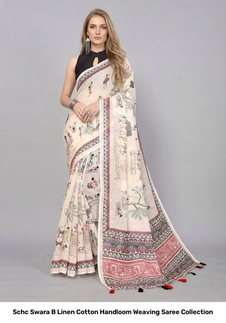 Schc Swara B Linen Cotton Handloom Weaving Saree Collection - Image 9